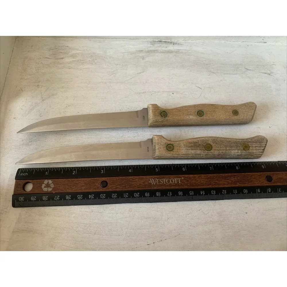 Vintage Carvel Hall Steak‎ Knives Set of 2 Hi-Stainless Steel Japan Wood Handle